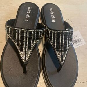 Black and silver sandals, new with tags
